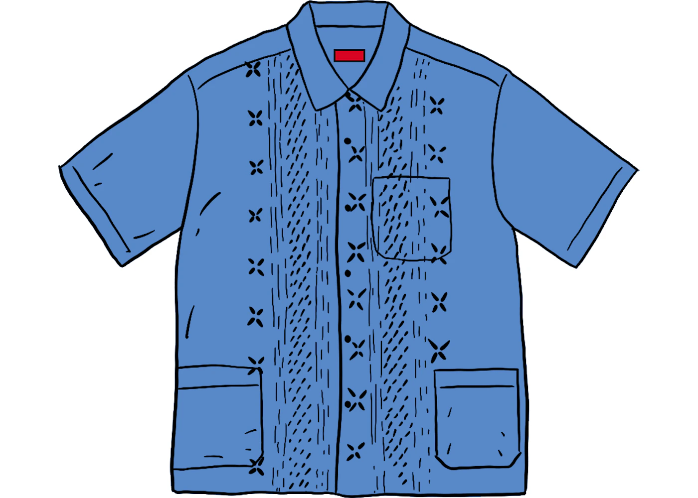 Supreme Embroidered S/S Shirt Light Blue