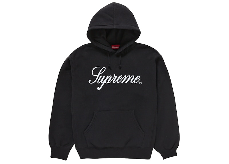 Supreme Embroidered Script Hooded Sweatshirt Black メンズ - FW24 - JP