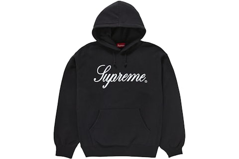 Supreme Embroidered Script Hooded Sweatshirt Black Men's FW24 US