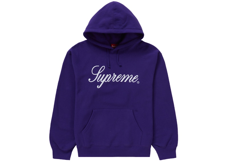 Supreme Embroidered Script Hooded Sweatshirt Purple Men's - FW24 - US