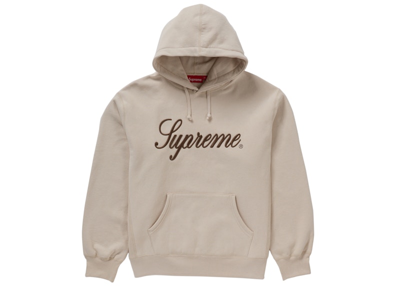 Supreme Embroidered Script Hooded Sweatshirt Stone メンズ - FW24 - JP