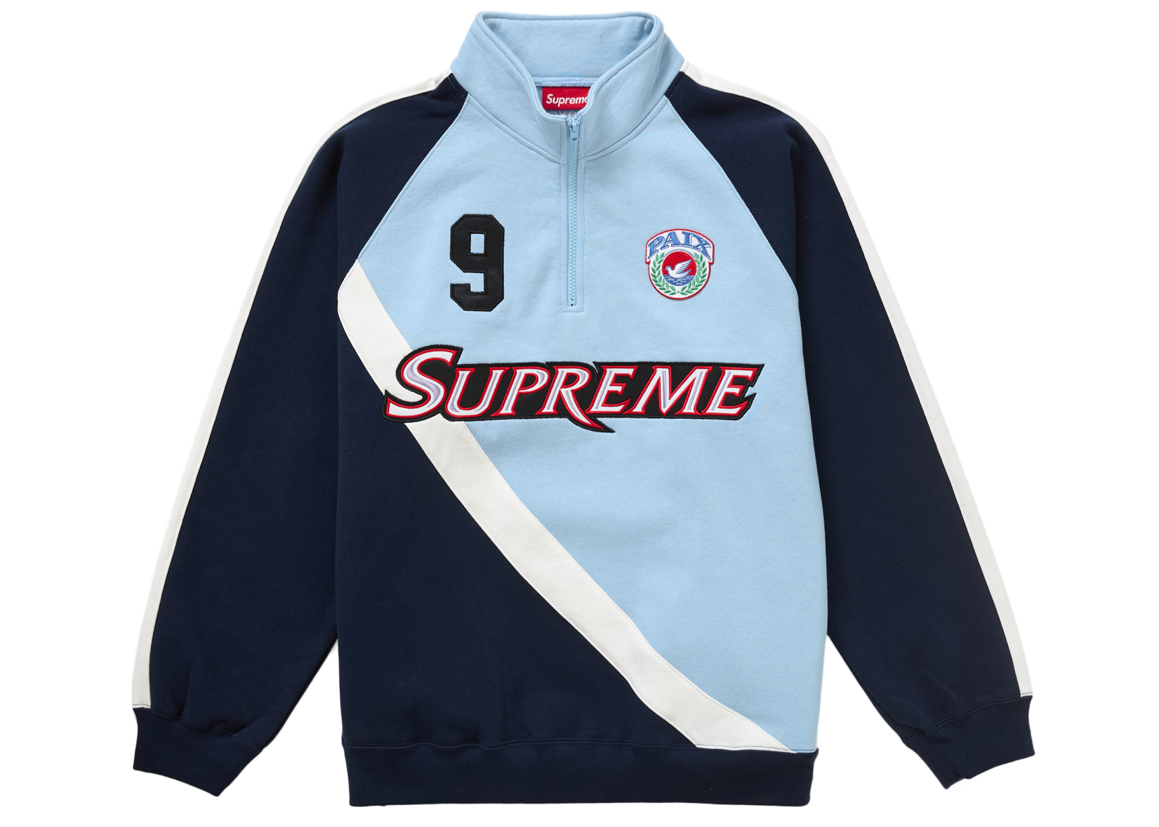 Supreme Equipe Sweatshirt mit halbem Reißverschluss Hellblau