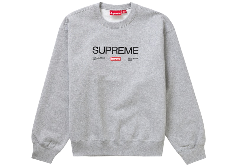 Supreme Established Crewneck Heather Grey Men's - SS24 - GB