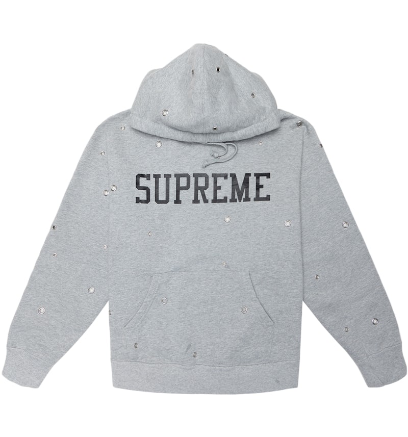 Sweater Hoodie Supreme Eyelet Hoodie Grey Eyelet Hooded Sweatshirt