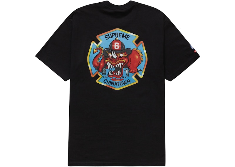 Supreme FDNY Engine 9 Tee Black Men's - FW22 - US