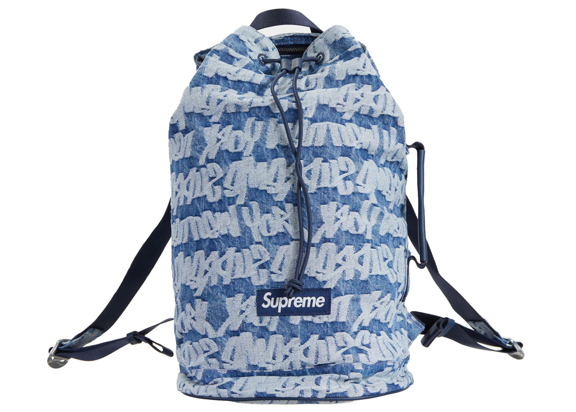 Supreme Fat Tip Jacquard Denim Backpack Blue - SS22 - US