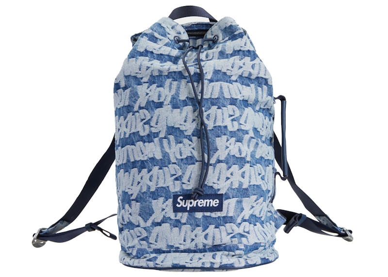 Supreme Fat Tip Jacquard Denim Backpack Blue - SS22 - US