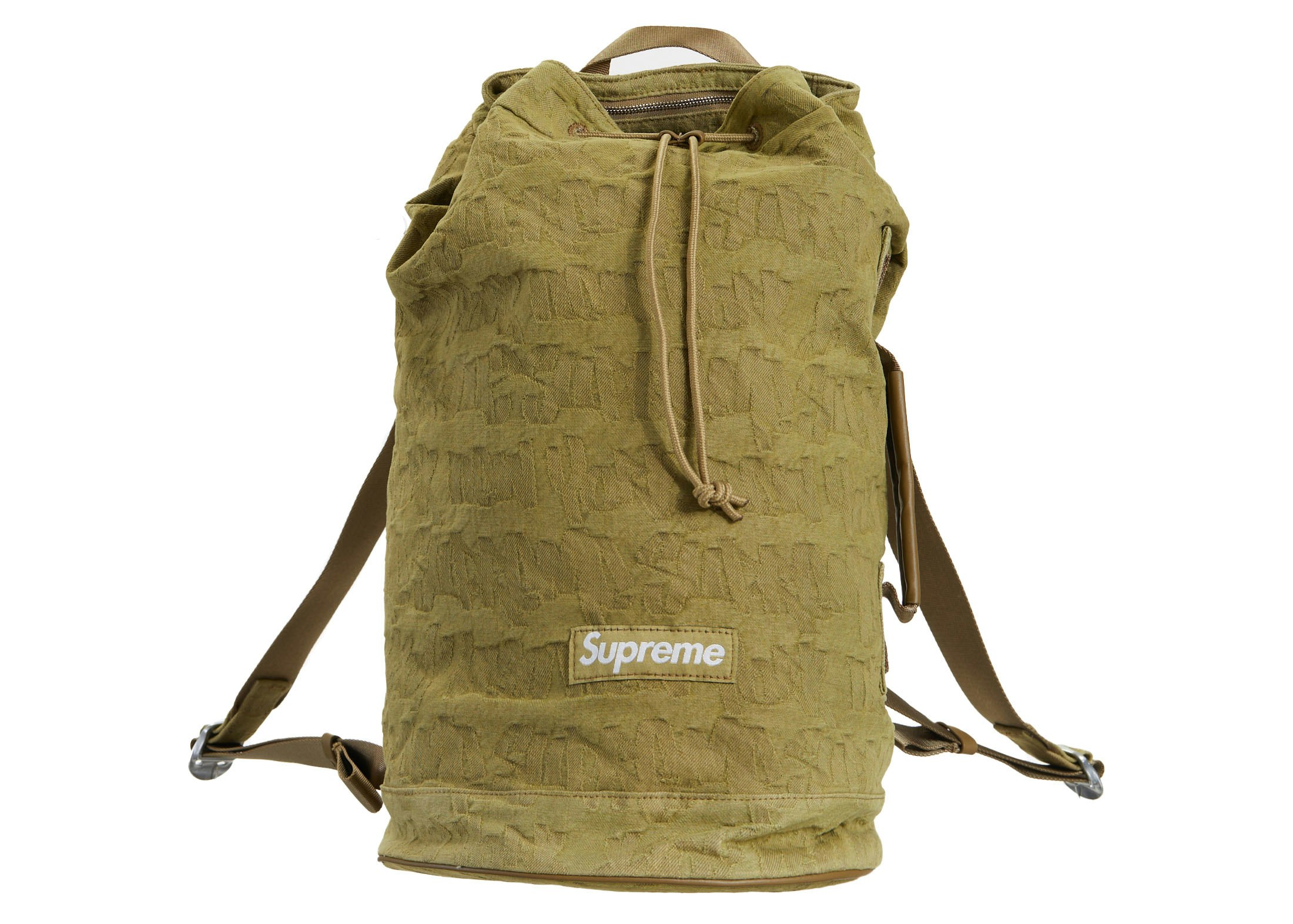 Supreme Fat Tip Jacquard Denim Backpack Olive - SS22