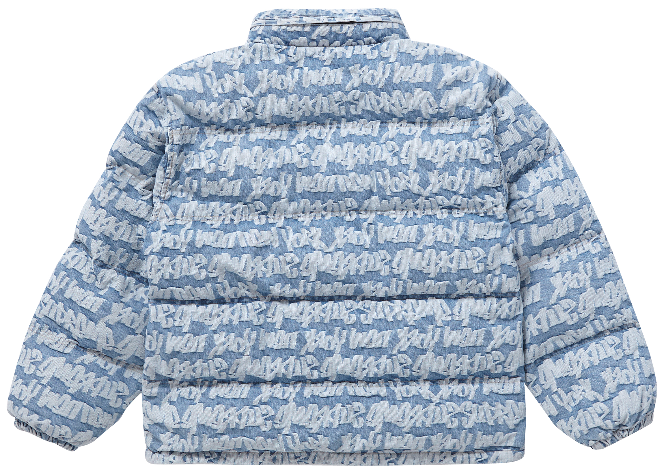 Supreme Fat Tip Jacquard Denim Puffer Jacket Blue Men's - SS22 - US