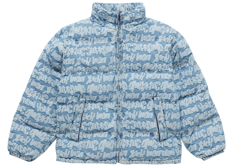 Supreme Fat Tip Jacquard Denim Puffer Jacket Blue - SS22 Men's - US