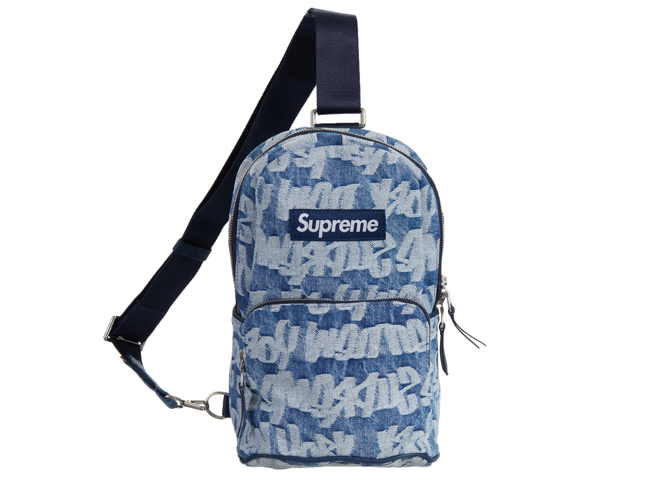 Supreme Fat Tip Jacquard Denim Sling Bag Blue - SS22 - US