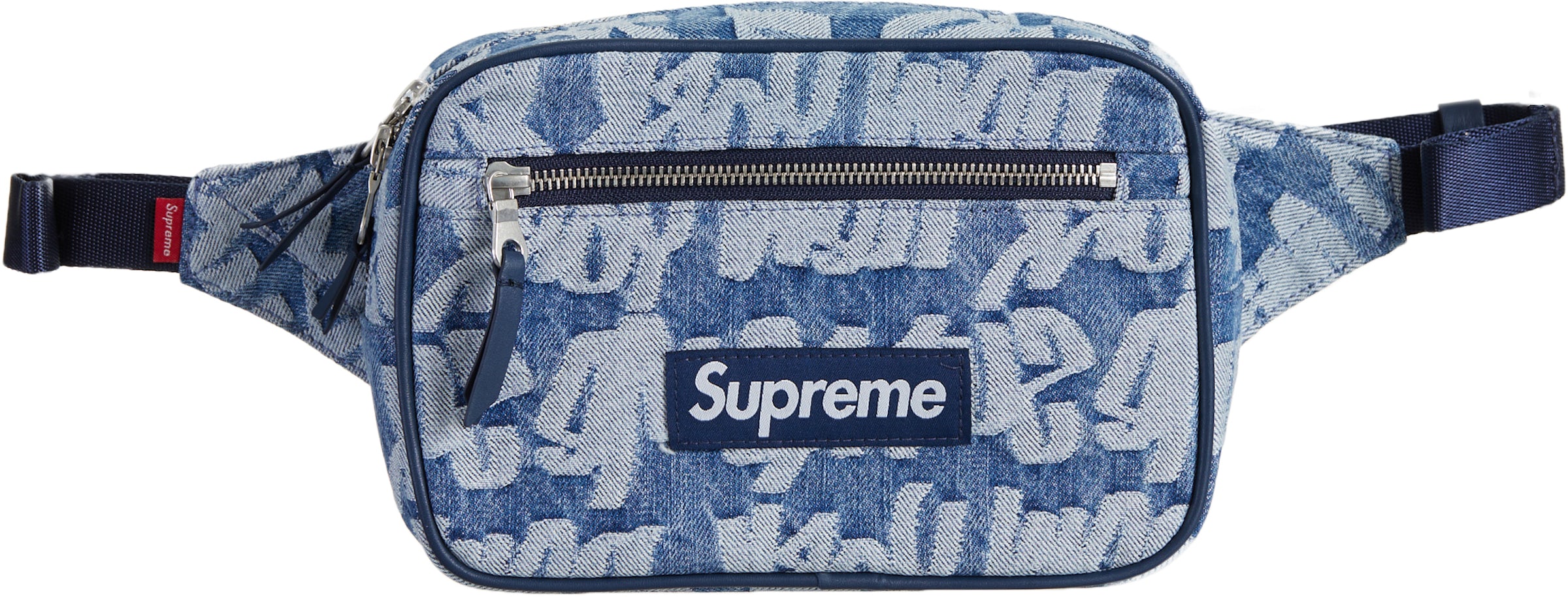 Supreme Fat Tip Jacquard Denim Backpack In Blue