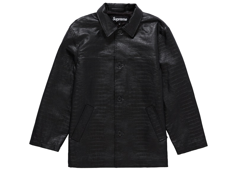 Supreme Faux Croc Car Coat Black メンズ - SS22 - JP