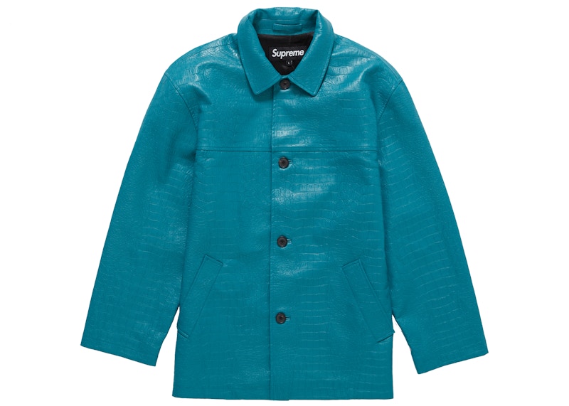 Supreme Faux Croc Car Coat Teal