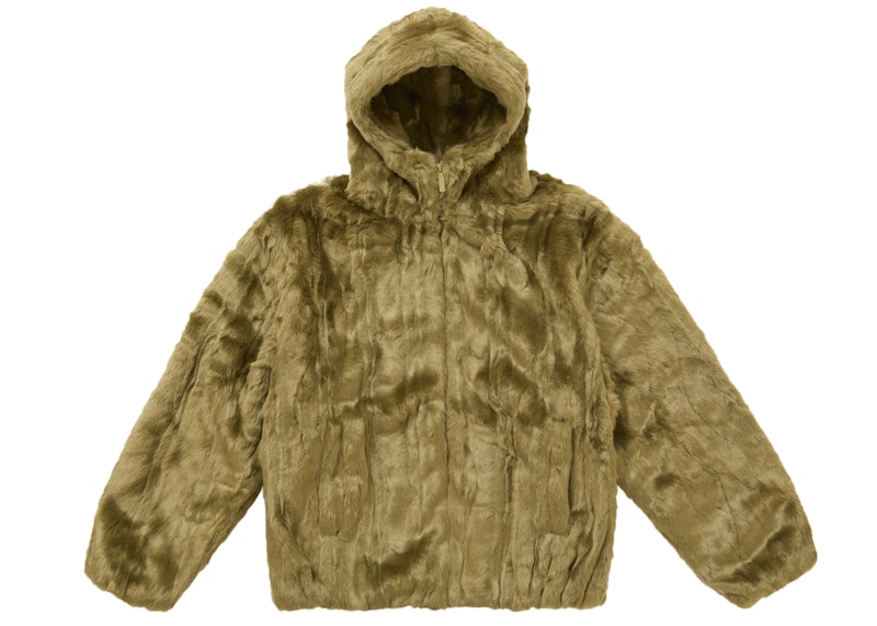 Supreme Faux Fur Hooded Jacket Olive Men's - FW24 - US