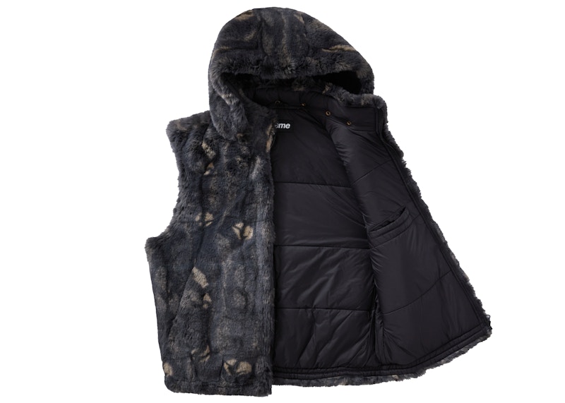 Supreme Faux Fur Hooded Vest Black メンズ - FW21 - JP