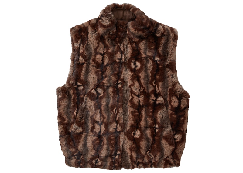 Brown★L★Faux Fur Hooded Vest