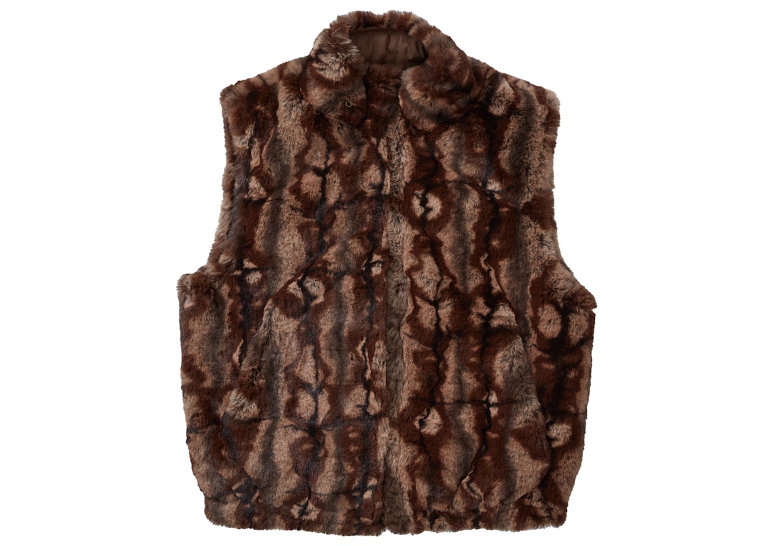 Pre-owned Supreme Faux Fur Hooded Vest Brown