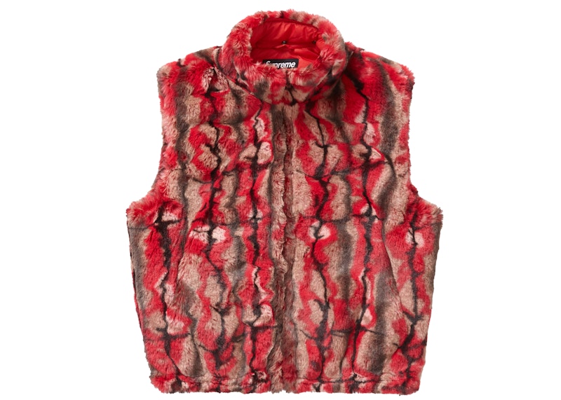 Supreme Faux Fur Hooded Vest Red Men's - FW21 - GB