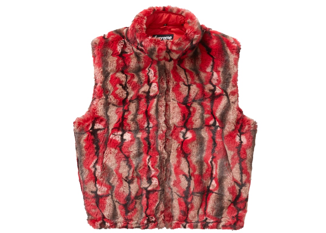 Pre-owned Supreme Faux Fur Hooded Vest Red
