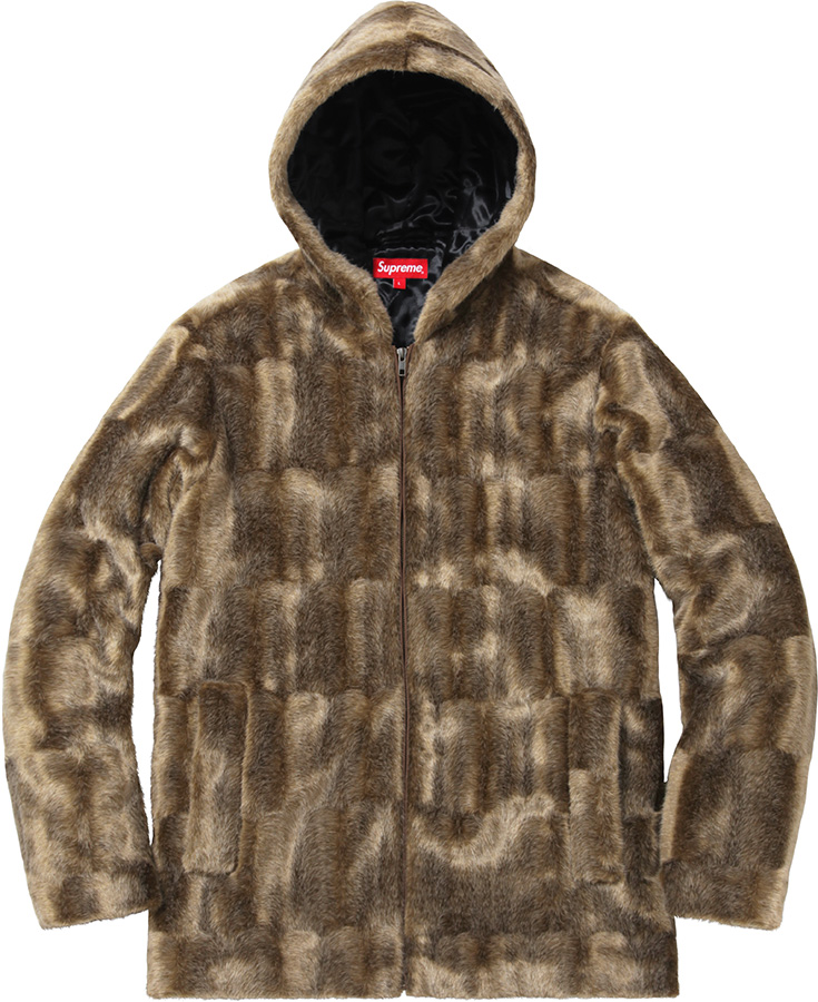 Supreme Faux Fur Hooded Zip Up Jacket Tan Men's - FW15 - US