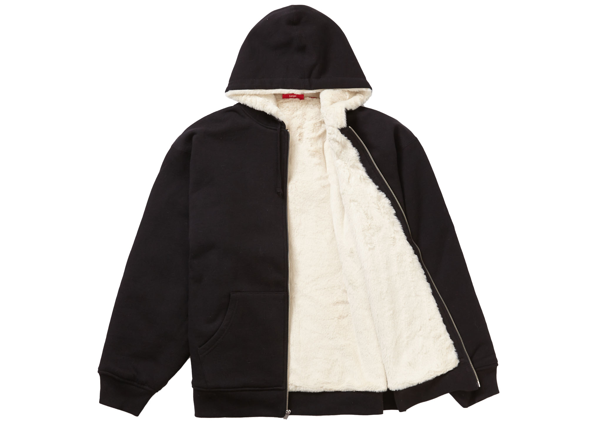 Supreme Faux Fur Lined Zip Up Hooded Sweatshirt Black Men's - FW22 