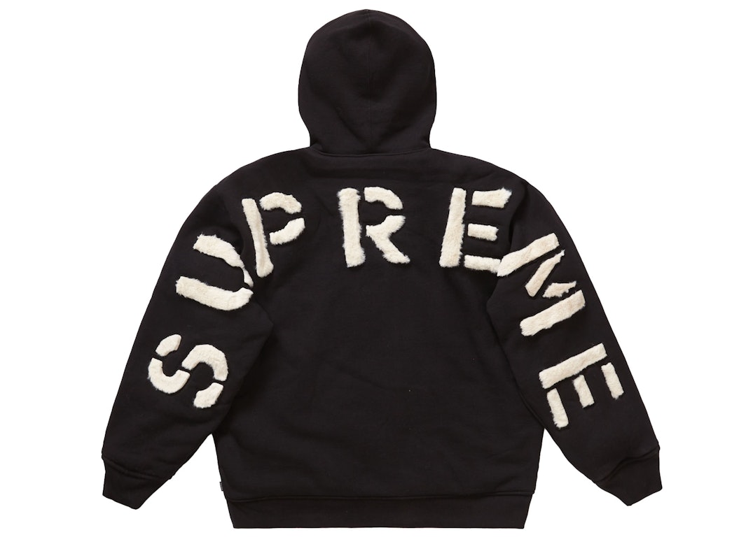 Pre-owned Supreme Faux Fur Lined Zip Up Hooded Sweatshirt Black
