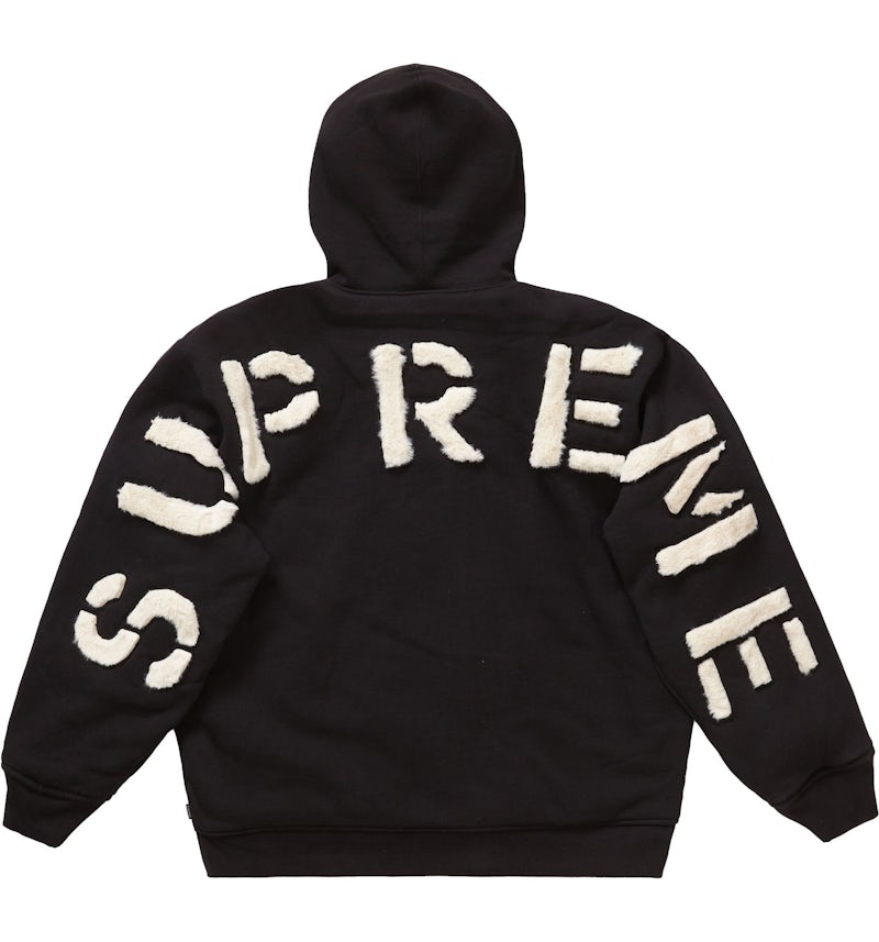 Supreme Faux Fur Lined Zip Up Hooded Sweatshirt Black Men's FW22