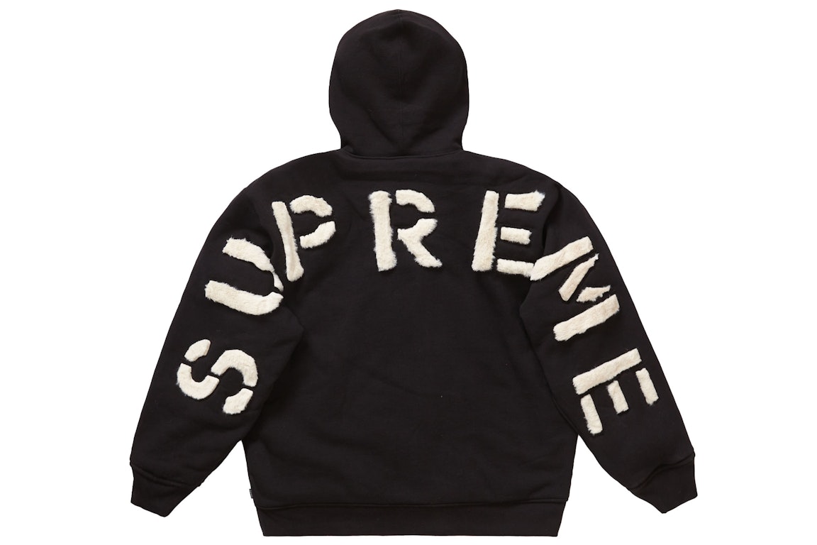 Pre-owned Supreme Faux Fur Lined Zip Up Hooded Sweatshirt Black