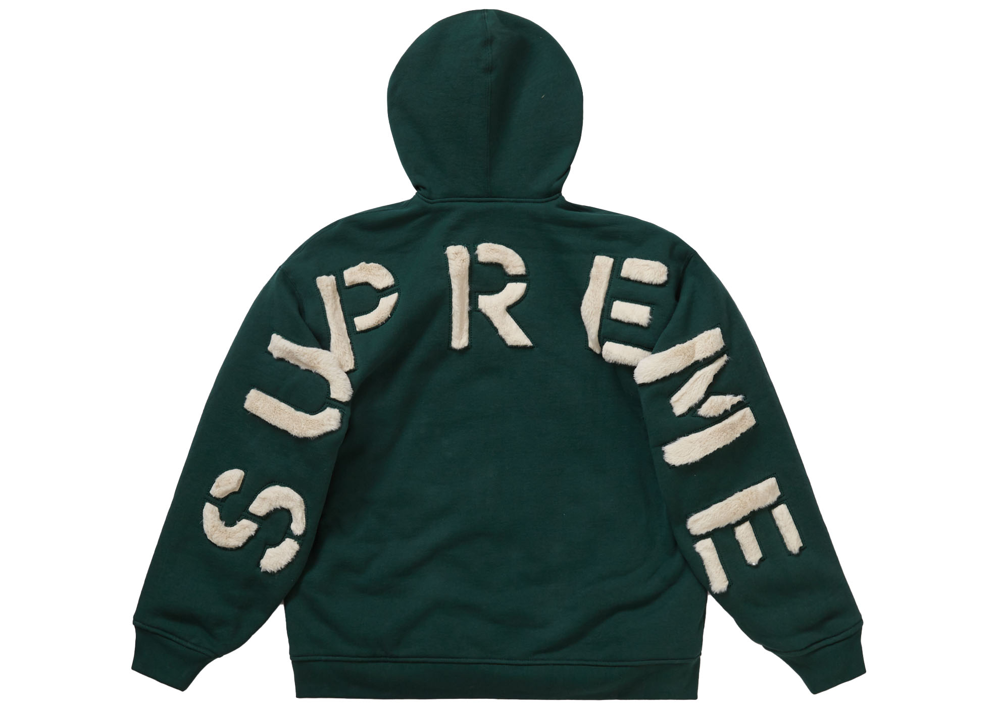 Supreme Faux Fur Lined Zip Up Hooded Sweatshirt Dark Green Men's 