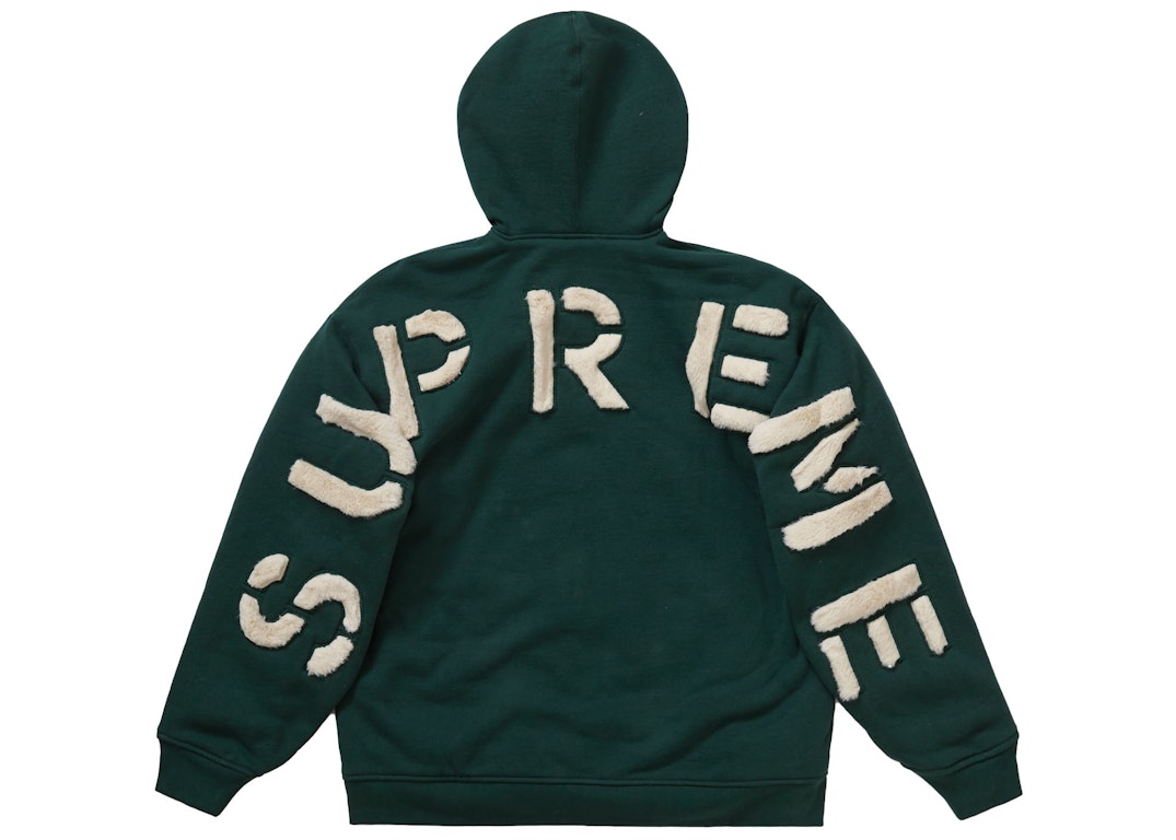 Pre-owned Supreme Faux Fur Lined Zip Up Hooded Sweatshirt Dark Green