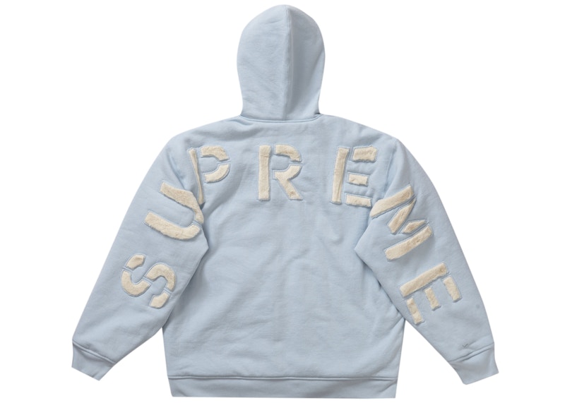 Supreme Faux Fur Lined Zip Up Hooded Sweatshirt Light Blue