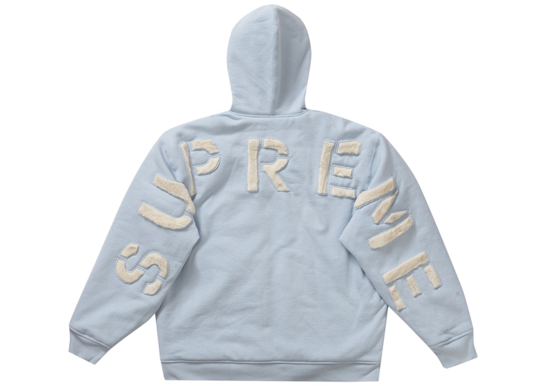 Pre-owned Supreme Faux Fur Lined Zip Up Hooded Sweatshirt Light Blue