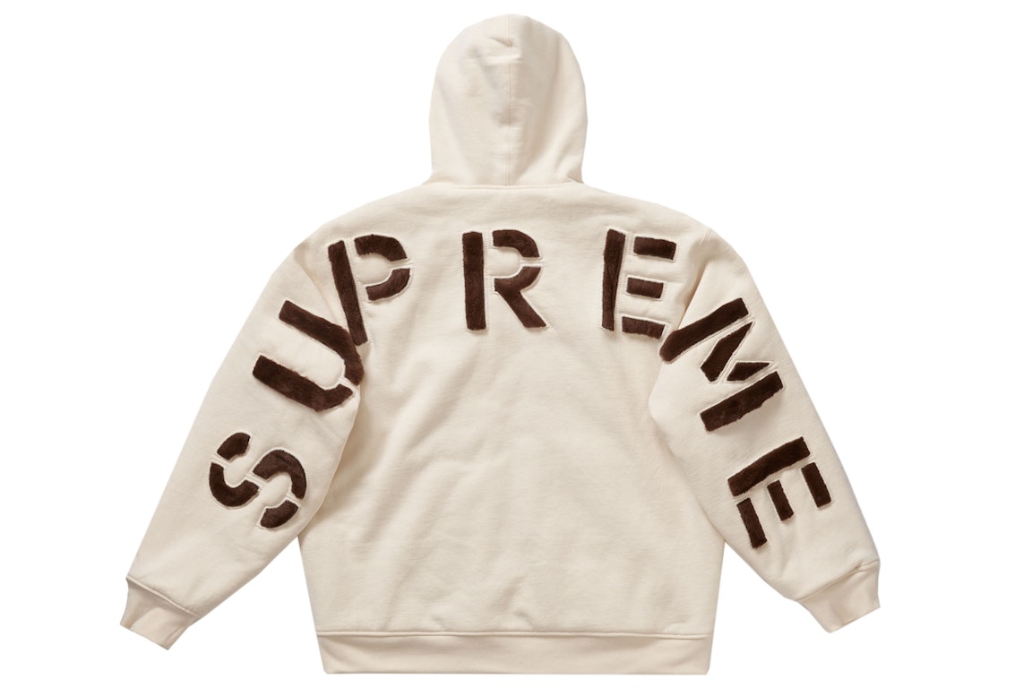 Pre-owned Supreme Faux Fur Lined Zip Up Hooded Sweatshirt Natural