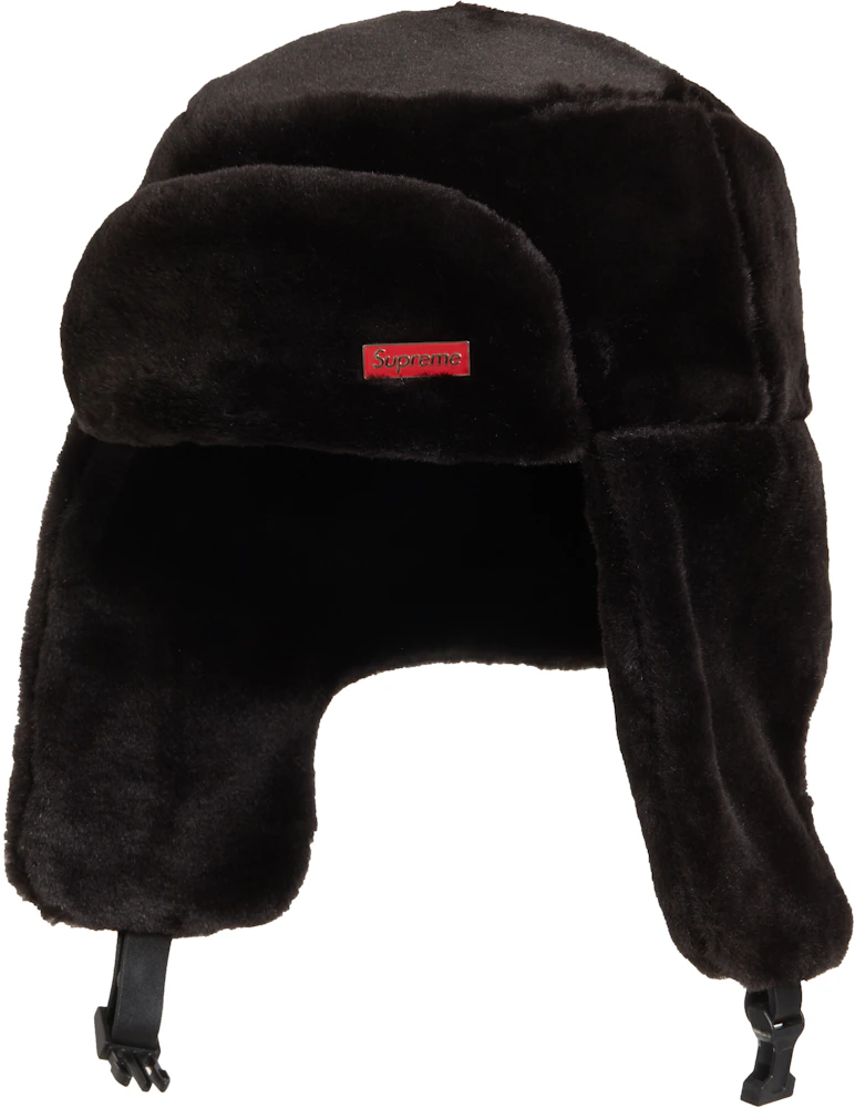Kreta logo strimmel Supreme Faux Fur Ushanka Hat Black - FW19 - US