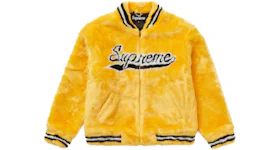 Supreme Faux Fur Varsity Jacket Yellow