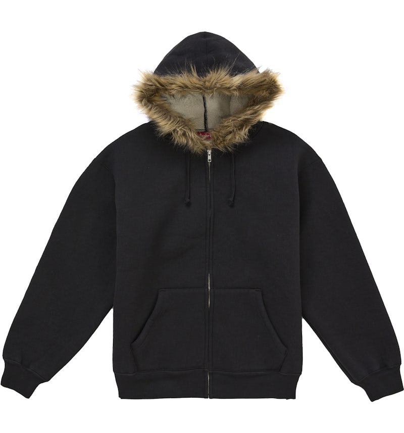 Supreme Faux Fur Zip Up Hooded Sweatshirt Black Men's FW25 US
