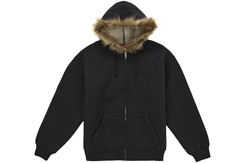 Supreme Faux Fur Zip Up Hooded Sweatshirt Black Men's FW25 US