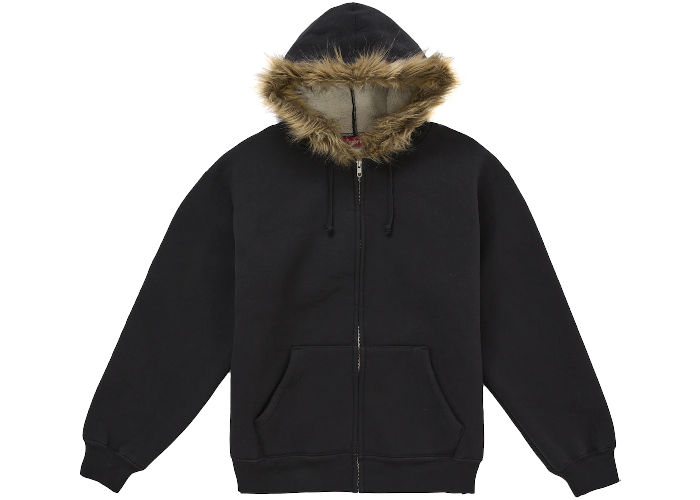 Black Fur Trim Fur Lined Pullover Hoodie Supreme Faux Fur Lined
