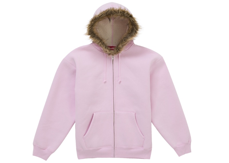 Supreme Faux Fur Zip Up Hooded Sweatshirt Pink Men's - US