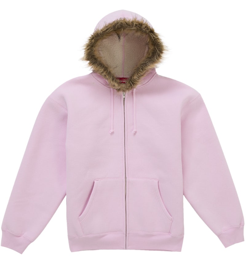 Supreme Faux Fur Zip Up Hooded Sweatshirt Pink Men's FW25 US