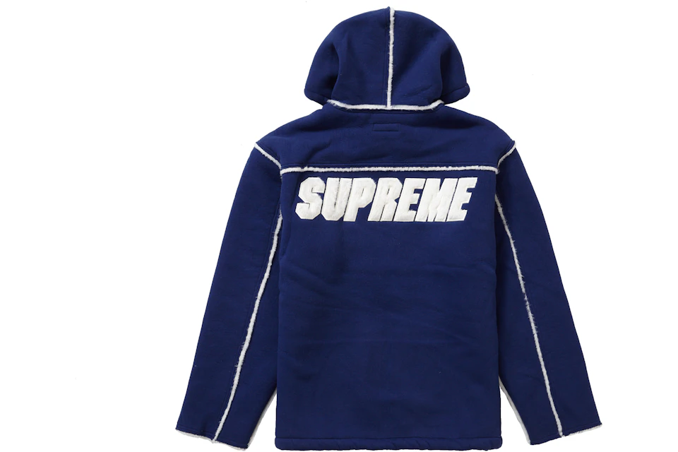 Supreme Faux Shearling Hooded Jacket Bright Navy