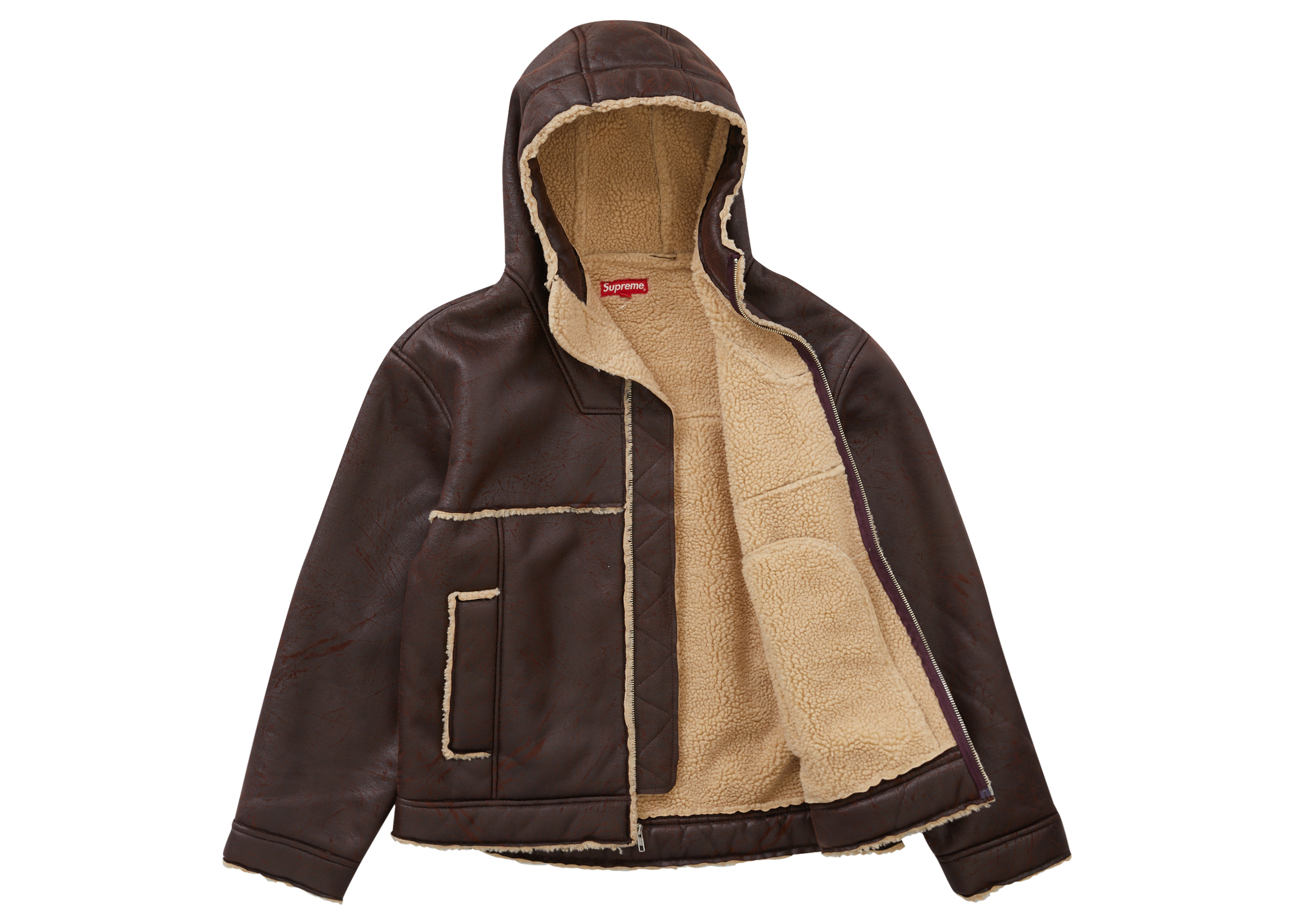 Supreme Faux Shearling Hooded Jacket (SS23) Brick Men's - SS23 - US