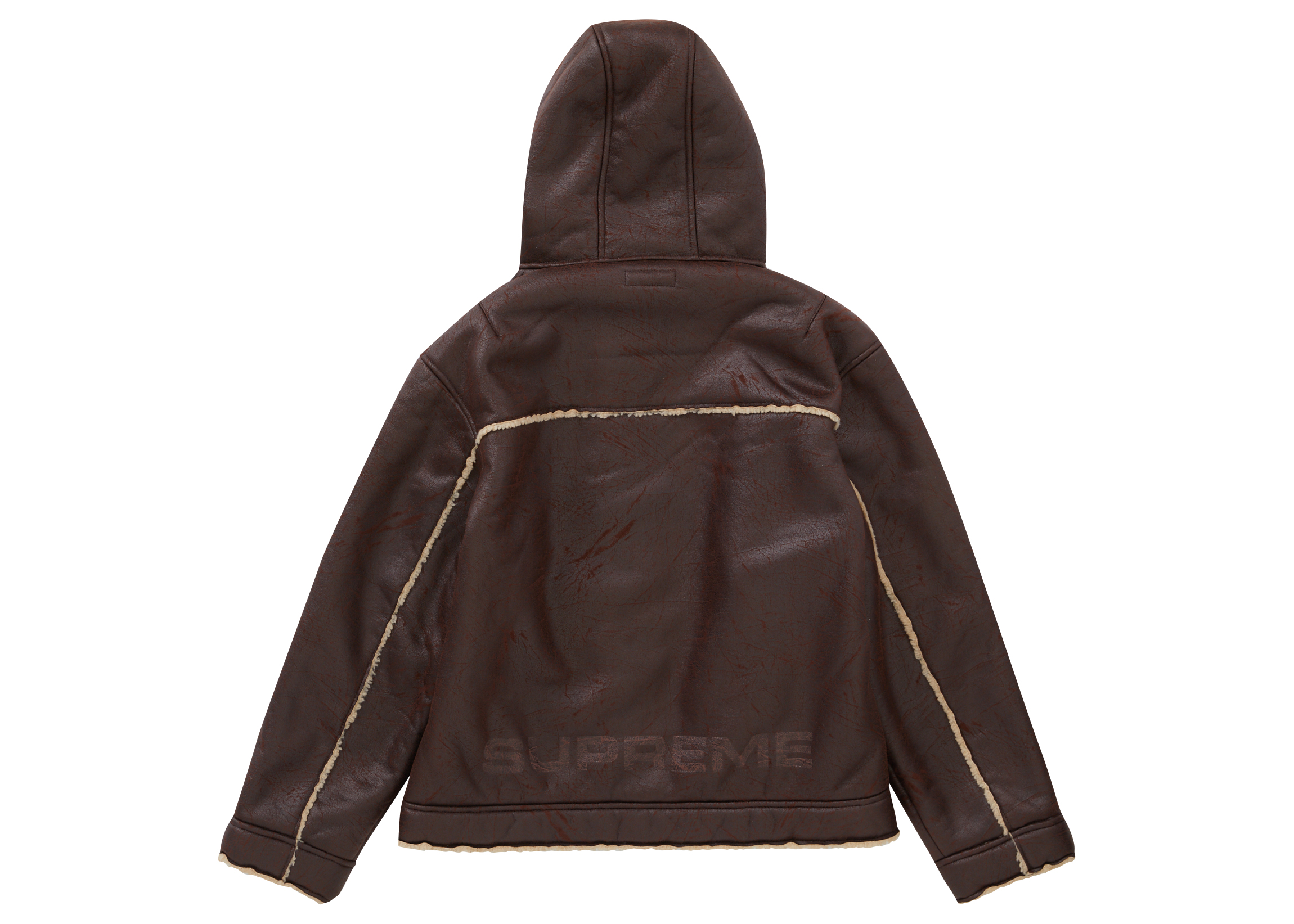 Supreme Faux Shearling Hooded Jacket (SS23) Brick