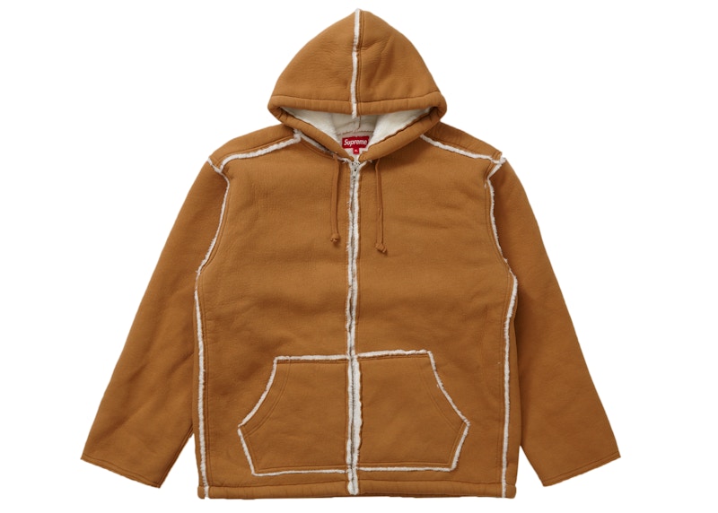 Supreme Faux Shearling Hooded Jacket Tan Men's - FW21 - US