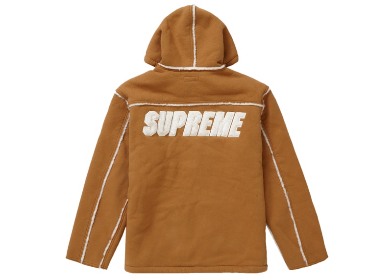 Supreme Faux Shearling Hooded Jacket Tan Men's - FW21 - US