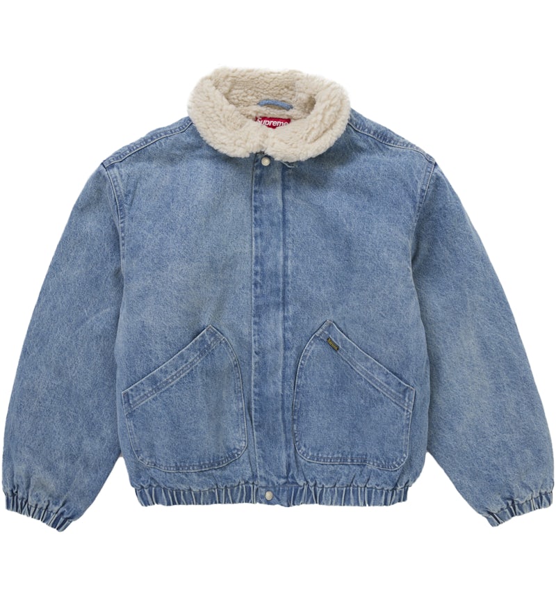 Supreme Faux Shearling Lined Bomber Jacket Denim Men's FW24 US