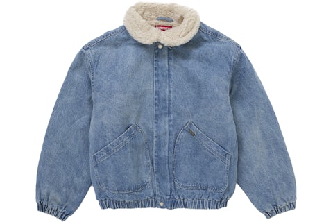 Supreme Faux Shearling Lined Bomber Jacket Denim Men's FW24
