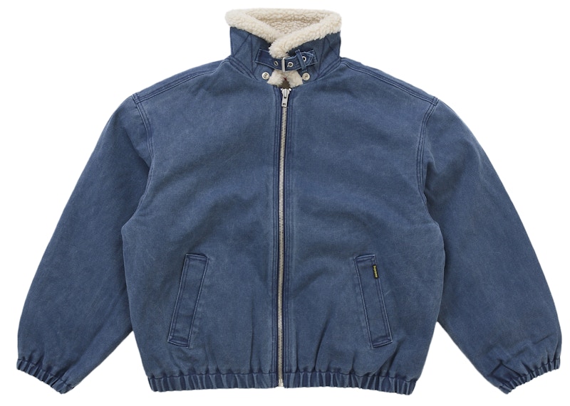 Pre-owned Supreme Men's Faux Sherling Lined Bomber Jacket (fw25) In Navy Blue