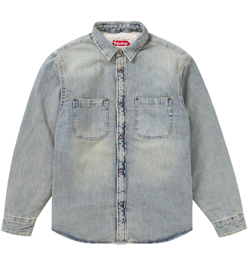 Supreme Faux Shearling Lined Work Shirt Washed Indigo Denim メンズ Supreme Faux Shearling Lined Work Shirt Washed Indigo Denim メンズ